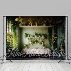 Jahrgang Haus Grün Blätter Blumen Frühling Hintergrund