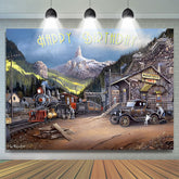 Vintage Gebirgszug Wagen Alles Gute zum Geburtstag Hintergrund