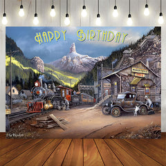 Vintage Gebirgszug Wagen Alles Gute zum Geburtstag Hintergrund
