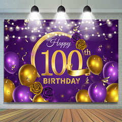 Violett Ballon Blumen Glücklich 100 Geburtstag Hintergrund