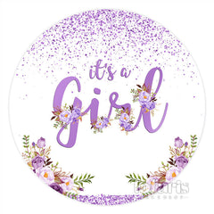 Violett Blumen Und Punkte Kreis Baby Dusche Hintergrund