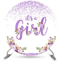 Violett Blumen Und Punkte Kreis Baby Dusche Hintergrund