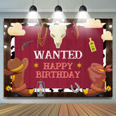Gesucht Glücklich Geburtstag Cowboy Party Hintergrund für Männer