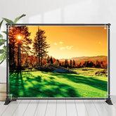 Warm Sonnenuntergang Natürlich Berg Wald Frühling Hintergrund