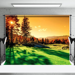 Warm Sonnenuntergang Natürlich Berg Wald Frühling Hintergrund