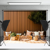 Warm Holz Wand Kissen Grün Strauch Frühling Hintergrund