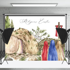 Aquarell Drei Mädchen Religiös Ostern Hintergrund