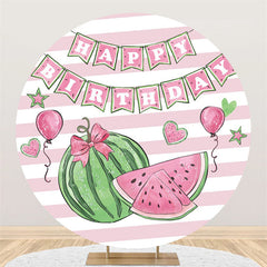 Wassermelone Ballon Streifen Glücklich Geburtstag Runden Hintergrund