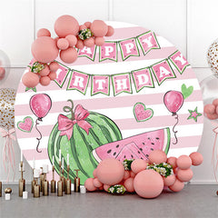 Wassermelone Ballon Streifen Glücklich Geburtstag Runden Hintergrund
