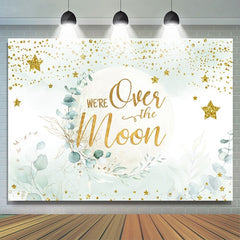 Wir Sind Über Der Mond Golden Sterne babydusche Hintergrund