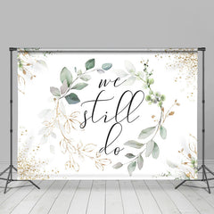 Wir Trotzdem Tun Weiß Und Grün Blätter Kranz Hochzeit Hintergrund