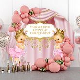 Willkommen Wenig Prinzessin Rosa Vorhang Babydusche Hintergrund