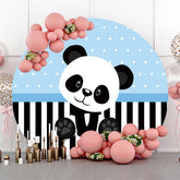 Weiß Und Schwarz Panda Runden Blau Baby Dusche Hintergrund