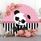 Weiß Und Schwarz Panda Runden Rosa Baby Dusche Hintergrund