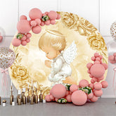 Weiß Winkel Baby Runden Beige Blumen Babydusche Hintergrund