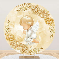 Weiß Winkel Baby Runden Beige Blumen Babydusche Hintergrund