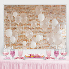 Weiss Luftballons Ziegel Party Dekor Hintergrund für Geburtstag