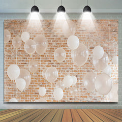 Weiss Luftballons Ziegel Party Dekor Hintergrund für Geburtstag