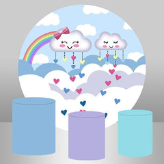 Weiß Wolken Und Regenbogen Runden Geburtstag Party Hintergrund