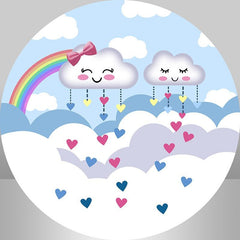 Weiß Wolken Und Regenbogen Runden Geburtstag Party Hintergrund