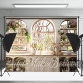 Weiß Schrank Blumen Vase Fenster Bäume Hintergrund