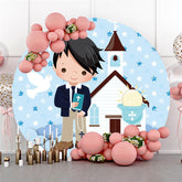 Weiß Taube Haus Glücklich Geburtstag Kreis Hintergrund Für Junge