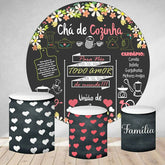 Weiß Blumen Und Muster Runden Geburtstag Party Hintergrund Bausatz