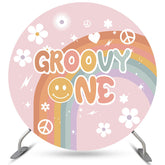 Weiß Blumen Und Regenbogen Glücklich Geburtstag Kreis Hintergrund