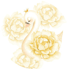Weiß Blumen Und Schwan Runden Baby Dusche Deko Hintergrund
