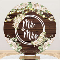 Weiß Blumen Braun Holz Runden Herr Zu Vermissen Hochzeit Hintergrund