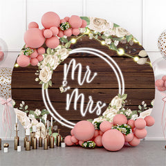 Weiß Blumen Braun Holz Runden Herr Zu Vermissen Hochzeit Hintergrund
