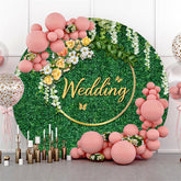 Weiß Blumen Grün Blätter Runden Hochzeit Hintergrund Banner