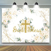 Weiss Blume Gold Gott Segnen Glücklich Geburtstag Backdorp