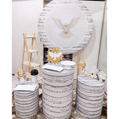 Weiß Taube Runden Grau Baby Dusche Dekoration Hintergrund Bausatz