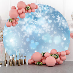 Weiß Schnee Funkeln Blau Fröhlich Weihnachten Runden Hintergrund