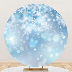 Weiß Schnee Funkeln Blau Fröhlich Weihnachten Runden Hintergrund
