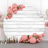 Weiß Streifen Hölzern Runden Glücklich Geburtstag Runden Hintergrund