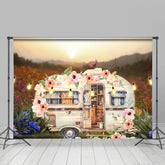 Weiß Auf Tour Auto Wild Licht Blumen Frühling Hintergrund