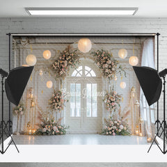 Weiß Fenster Tür Laterne Blume Hochzeit Hintergrund