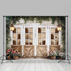 Weiß Hölzern Bücherregal Grün Pflanzen Frühling Hintergrund