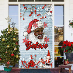 Weiß Hölzern Wand Weihnachtsmann Klaus Weihnachten Tür Abdeckung