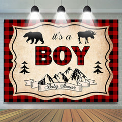 Wild Tier Es ist A Junge Rot Plaid Hintergrund für babydusche