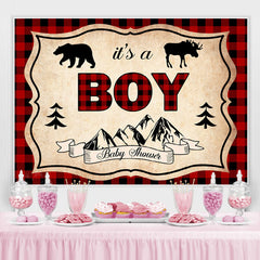Wild Tier Es ist A Junge Rot Plaid Hintergrund für babydusche