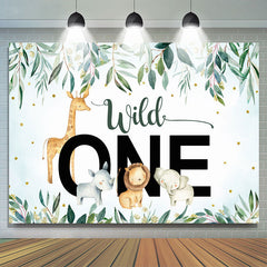 Wild Eins Karikatur Tier Baby Dusche Hintergrund für Junge