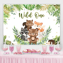 Wild Eins Dschungel Karikatur Tiere 1 Geburtstag Hintergrund