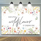 Wildblumen Schmetterling Hintergrund für den 1. Geburtstag eines Mädchens