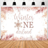 Winter Eins Derland Und Rosa Schneeflocke 1 Hintergrund