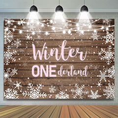 Winter Onederland Schneeflocke Holz Mädchen Geburtstag Hintergrund