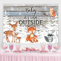 Winter Bäume Und Wenig Tiere babydusche Hintergrund