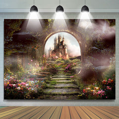 Wunderland Schloss Blumen Wald Frühling Hintergrund
